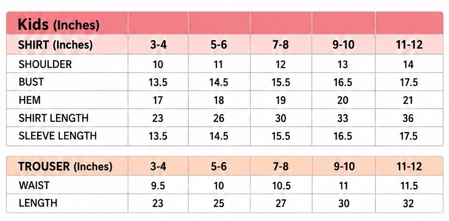 Rang De kids size guide