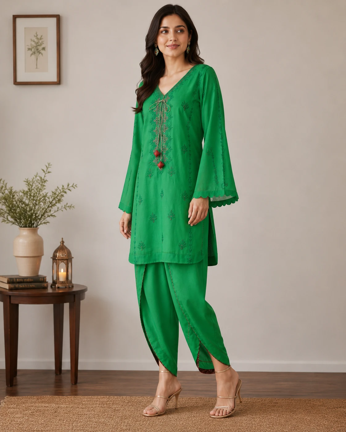 Soft summer lawn 2pc,with embroidered shirt with tulip shalwar image 5