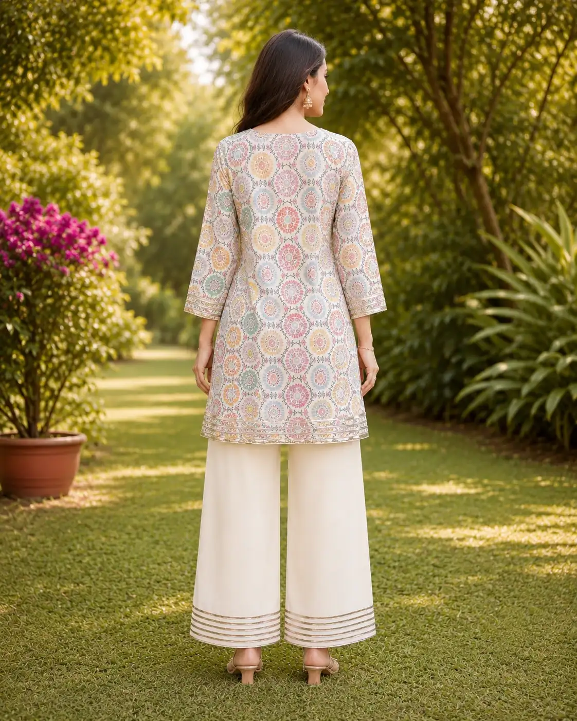 Summer Cotton Chunary Print A-Line Shirt and Shalwar image 3