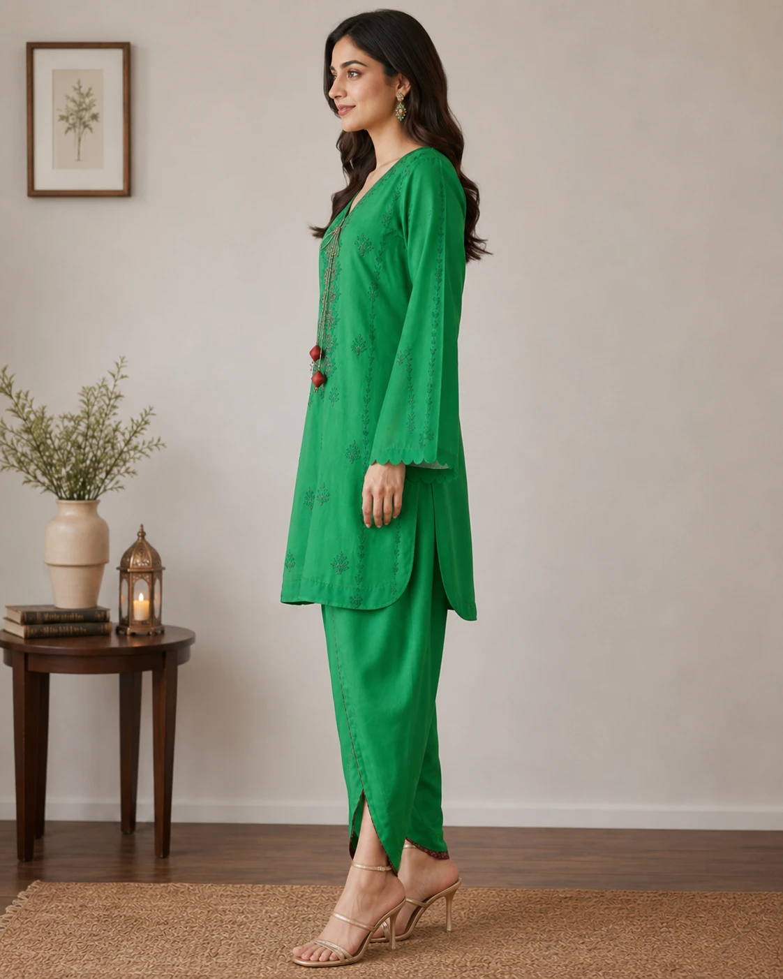 Soft summer lawn 2pc,with embroidered shirt with tulip shalwar image 6