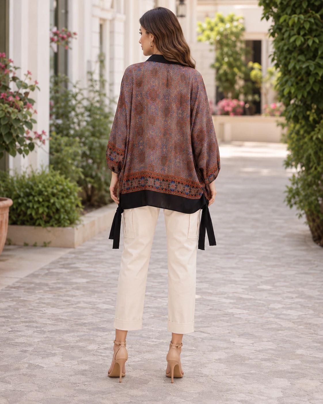 Printed Dull Silk Kaftan Top image 3