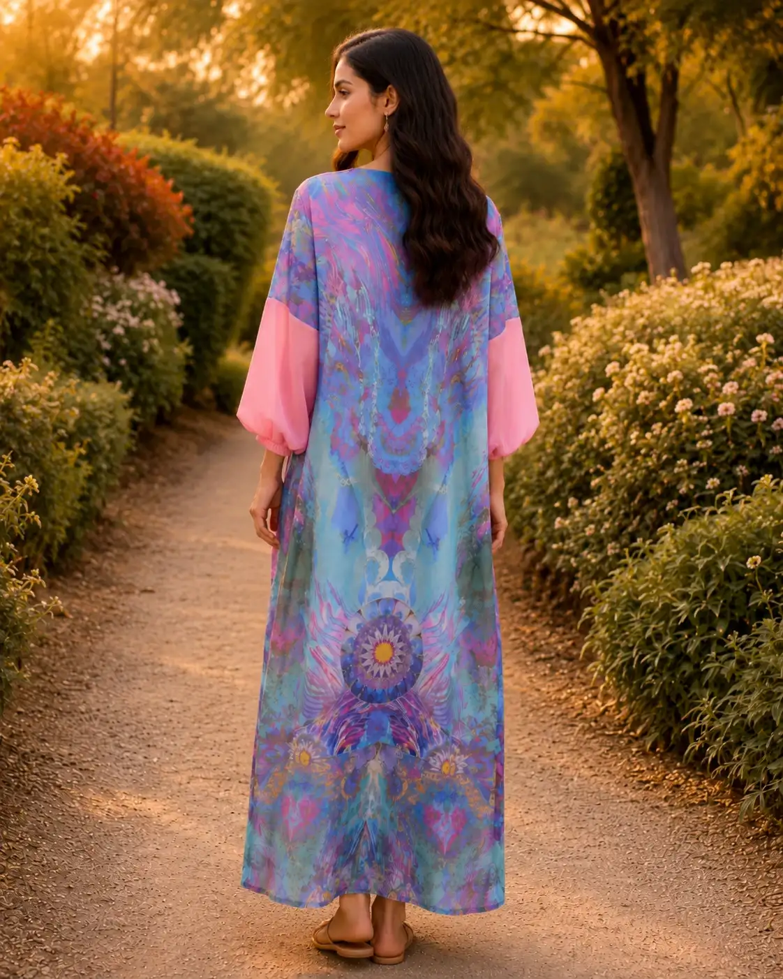 Royal Digital Print Silk Long Kaftan image 3