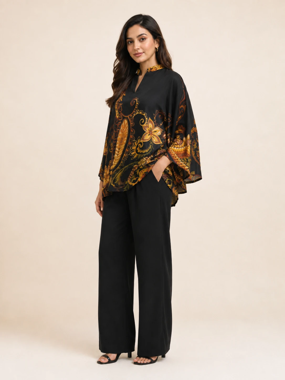 Digital Print Silk Short Kaftan image 3