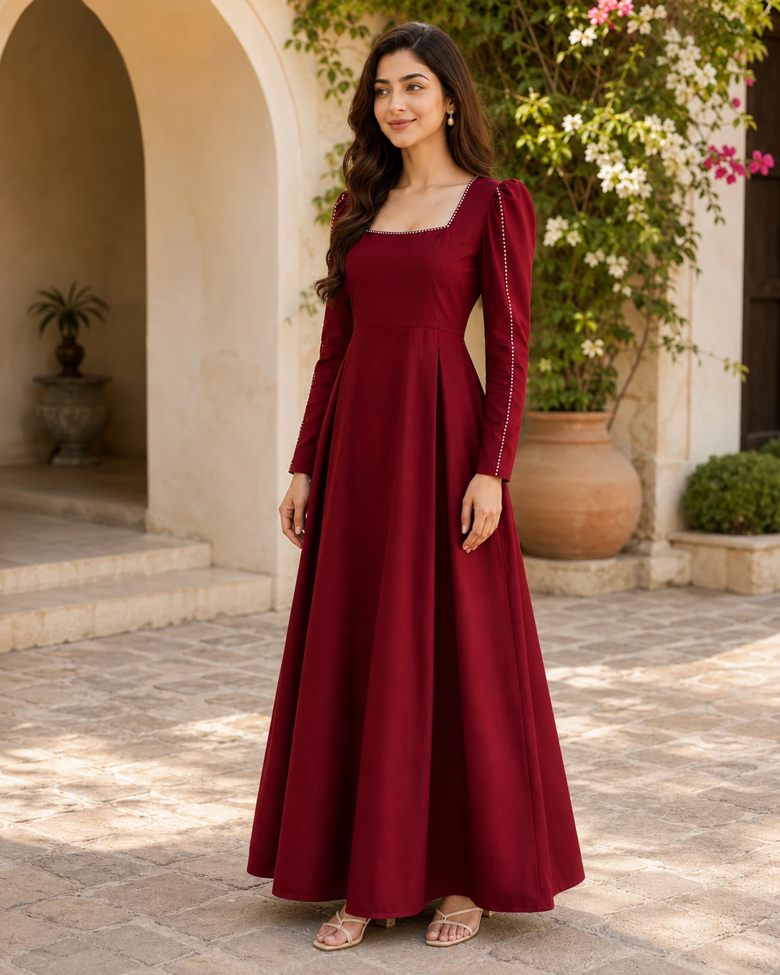 Full Length Shisha Silk Maxi with Stone Detailing image 4