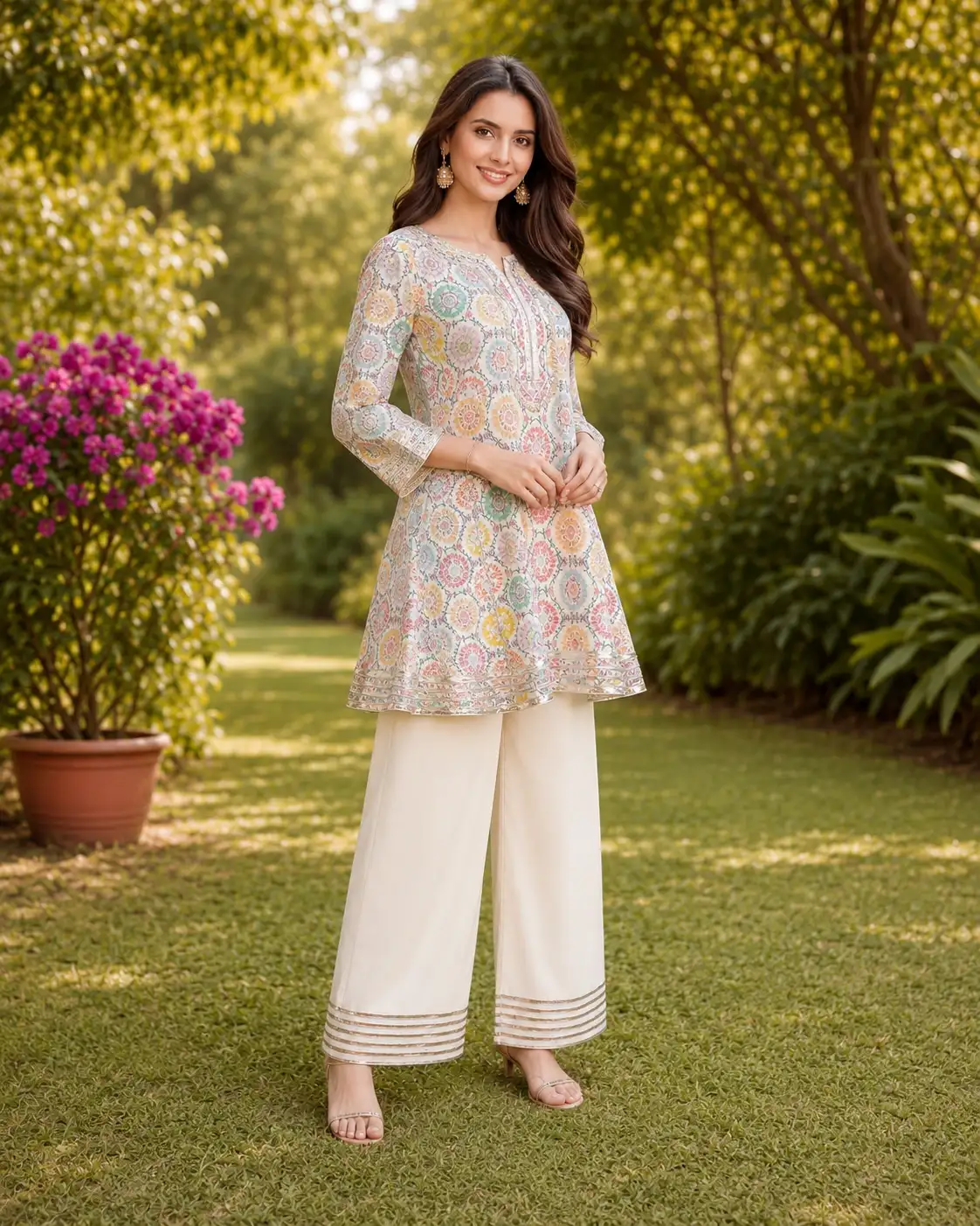 Summer Cotton Chunary Print A-Line Shirt and Shalwar image 4