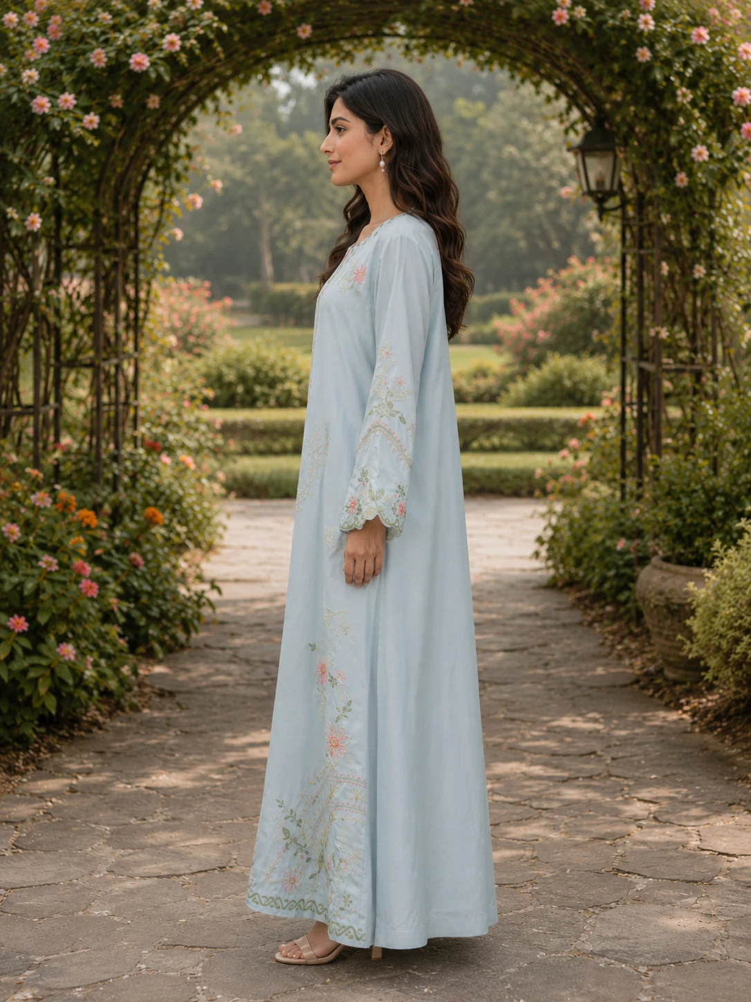 Embroidered Romani Silk Kaftan and Straight Suit image 6