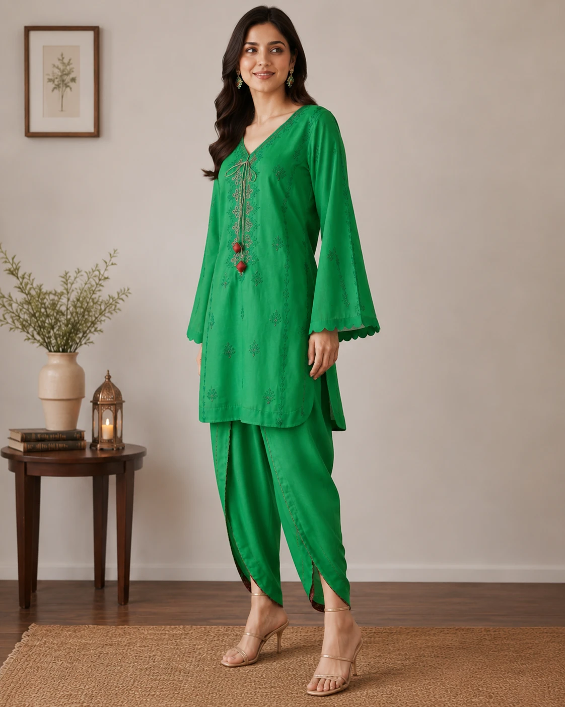 Soft summer lawn 2pc,with embroidered shirt with tulip shalwar image 4