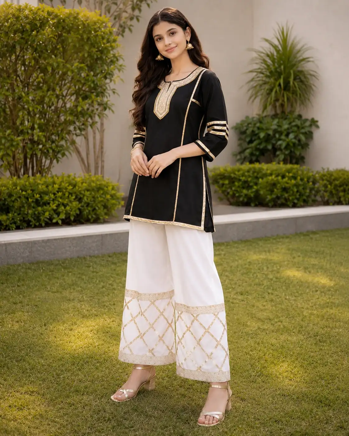 Cotton Full Suit with Gotta Detailing image 4