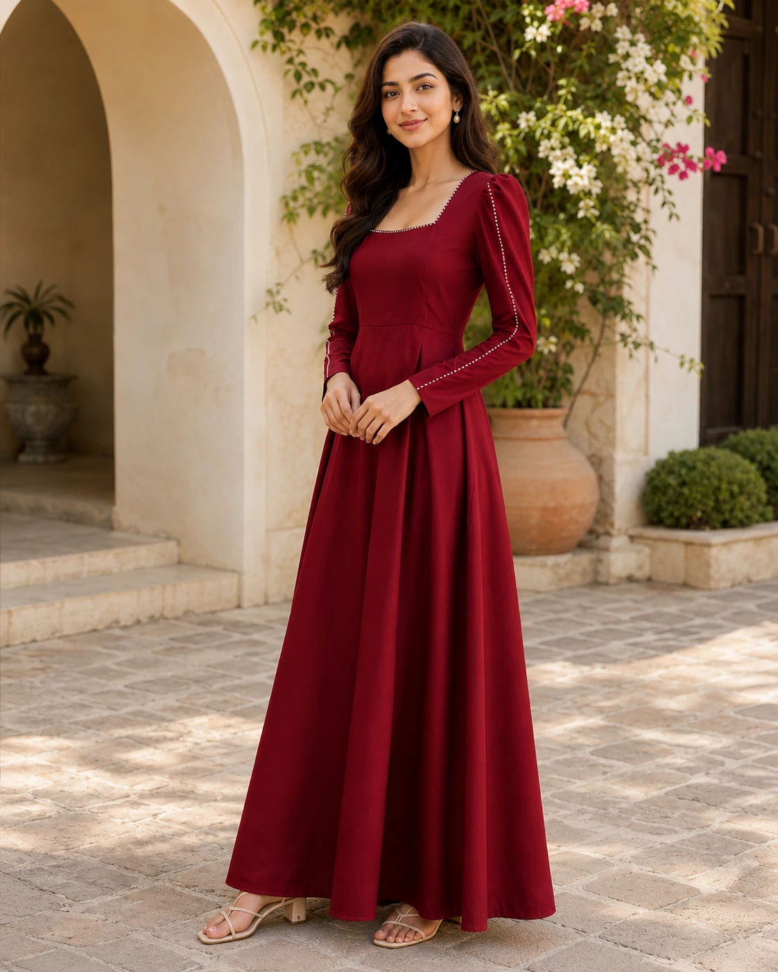 Full Length Shisha Silk Maxi with Stone Detailing image 5