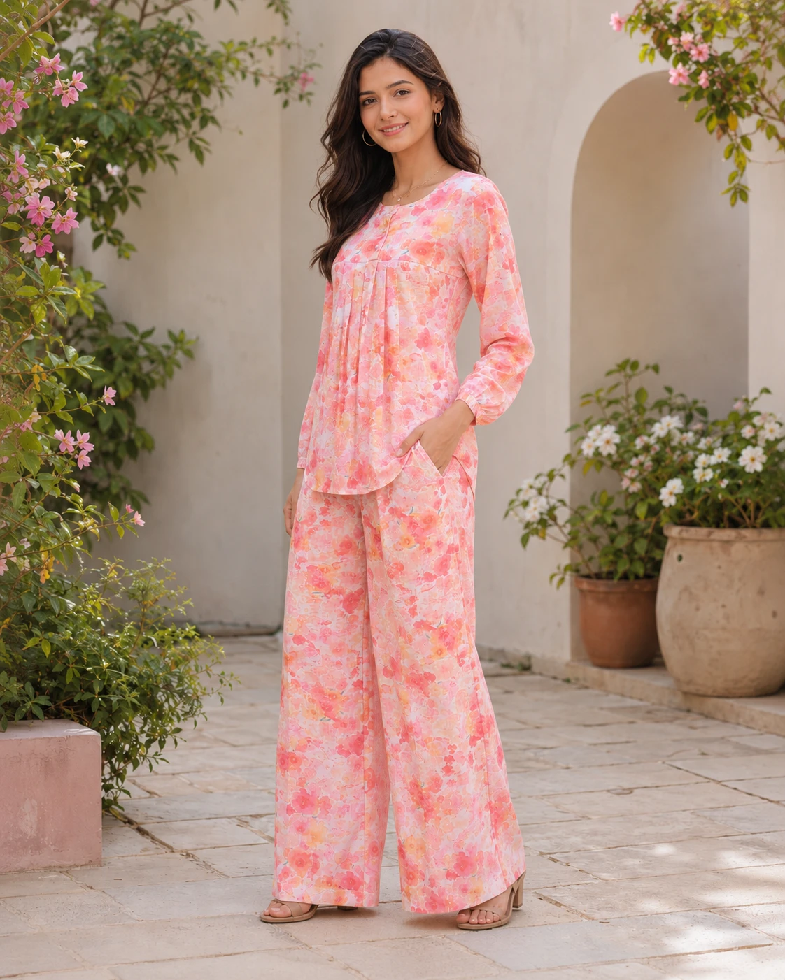 Floral Print Summer Linen Corset Co-Ord Set image 5