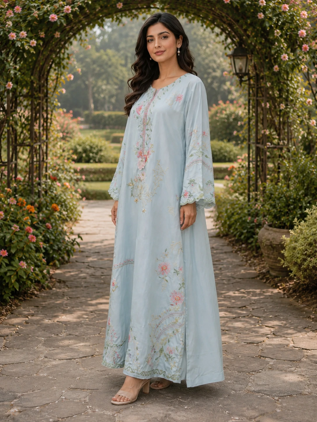 Embroidered Romani Silk Kaftan and Straight Suit image 4