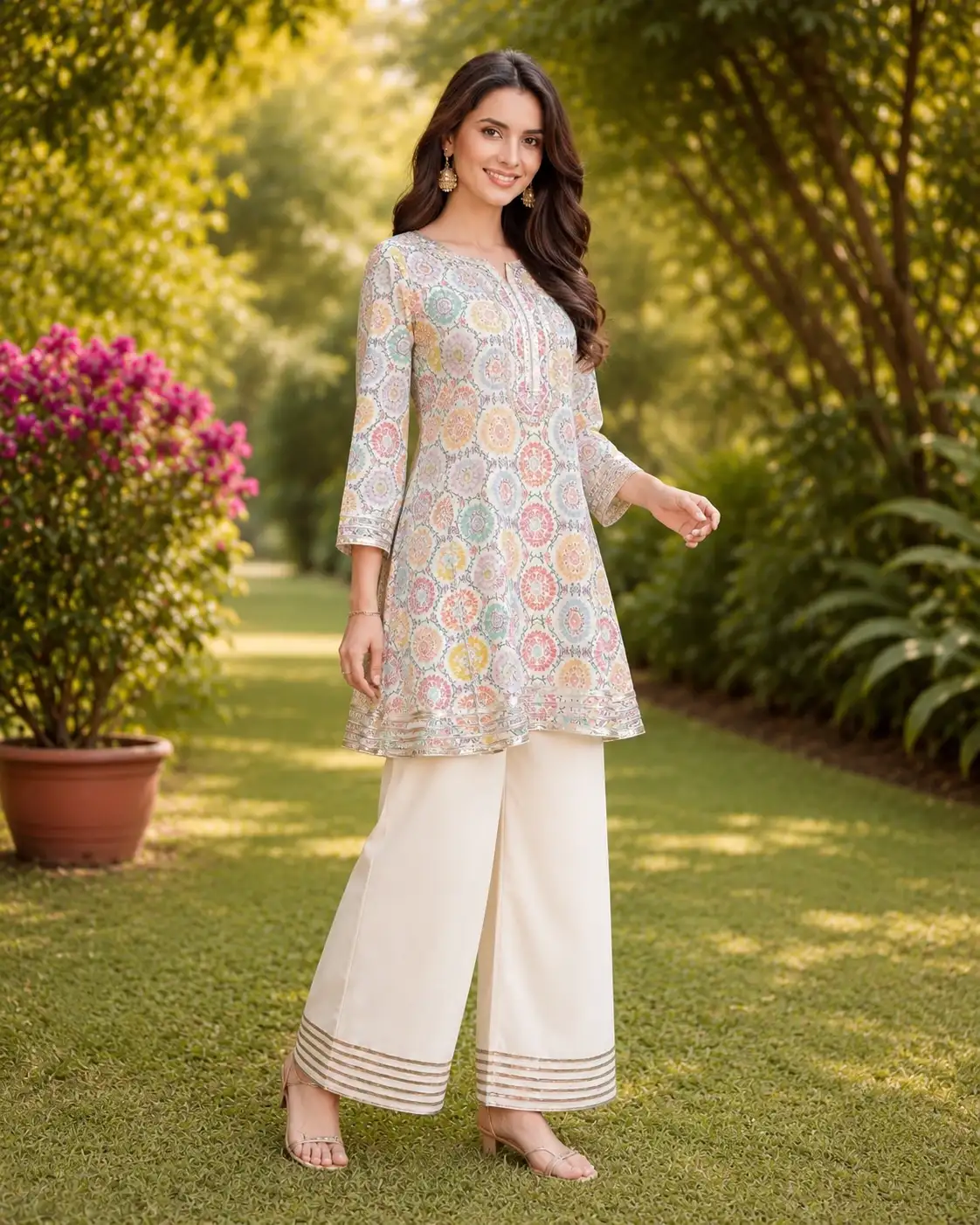 Summer Cotton Chunary Print A-Line Shirt and Shalwar image 5