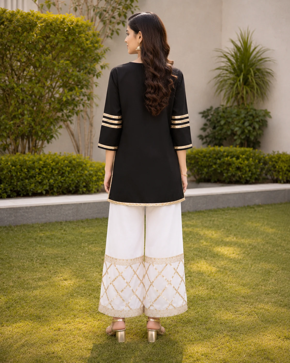 Cotton Full Suit with Gotta Detailing image 3
