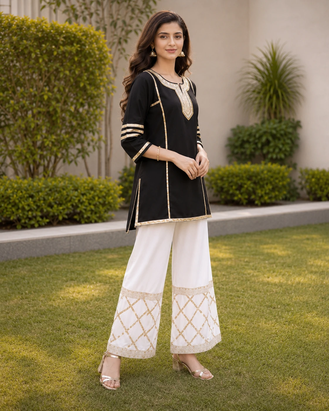 Cotton Full Suit with Gotta Detailing image 5