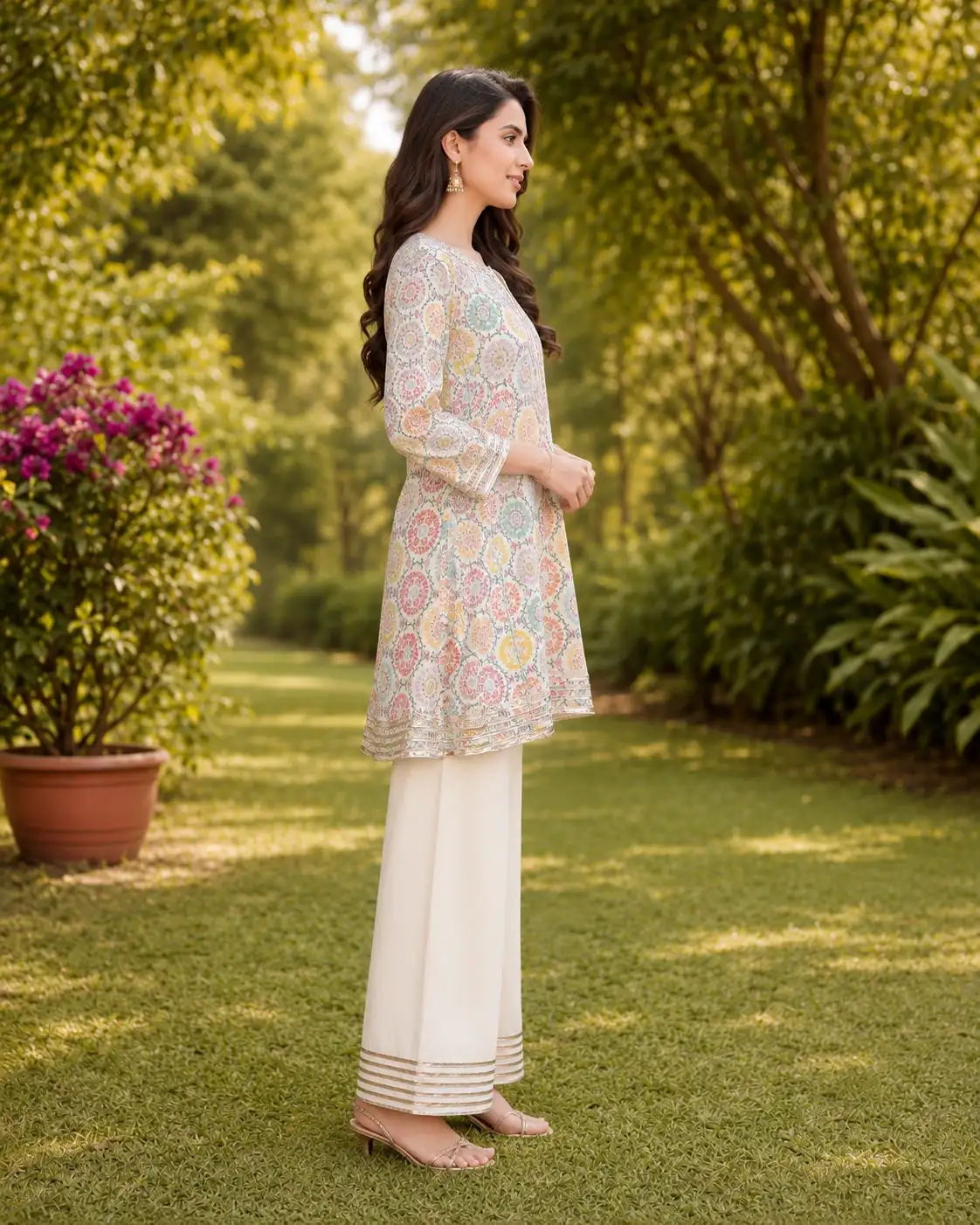Summer Cotton Chunary Print A-Line Shirt and Shalwar image 6