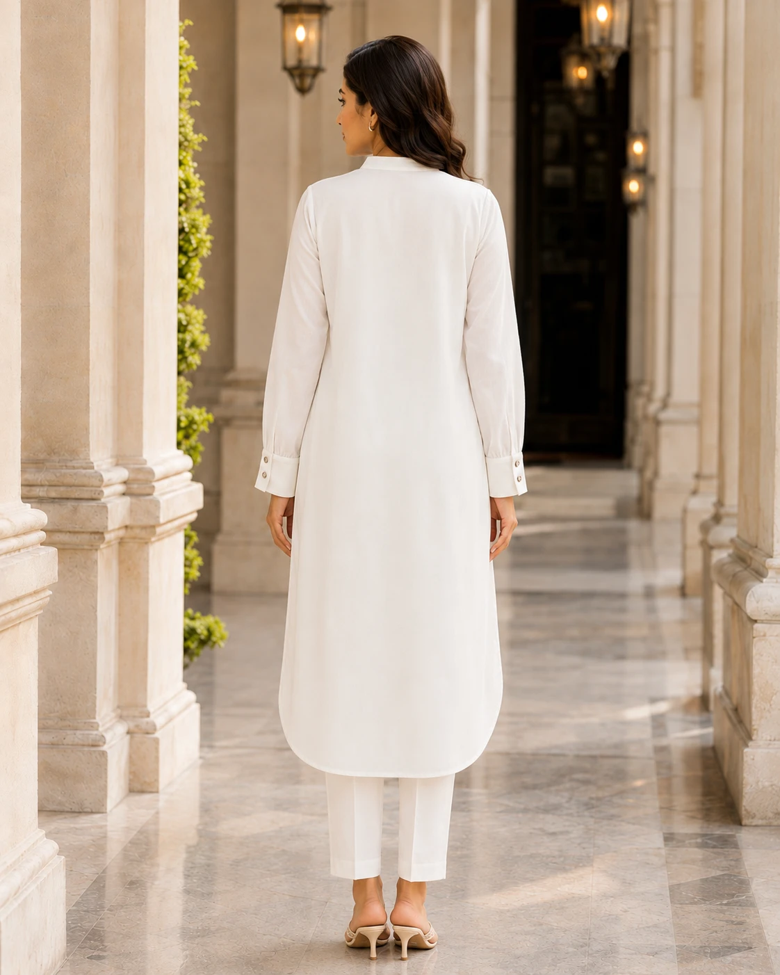 Butter Georgette Long Shirt and Straight Trouser Co-Ord Set image 6