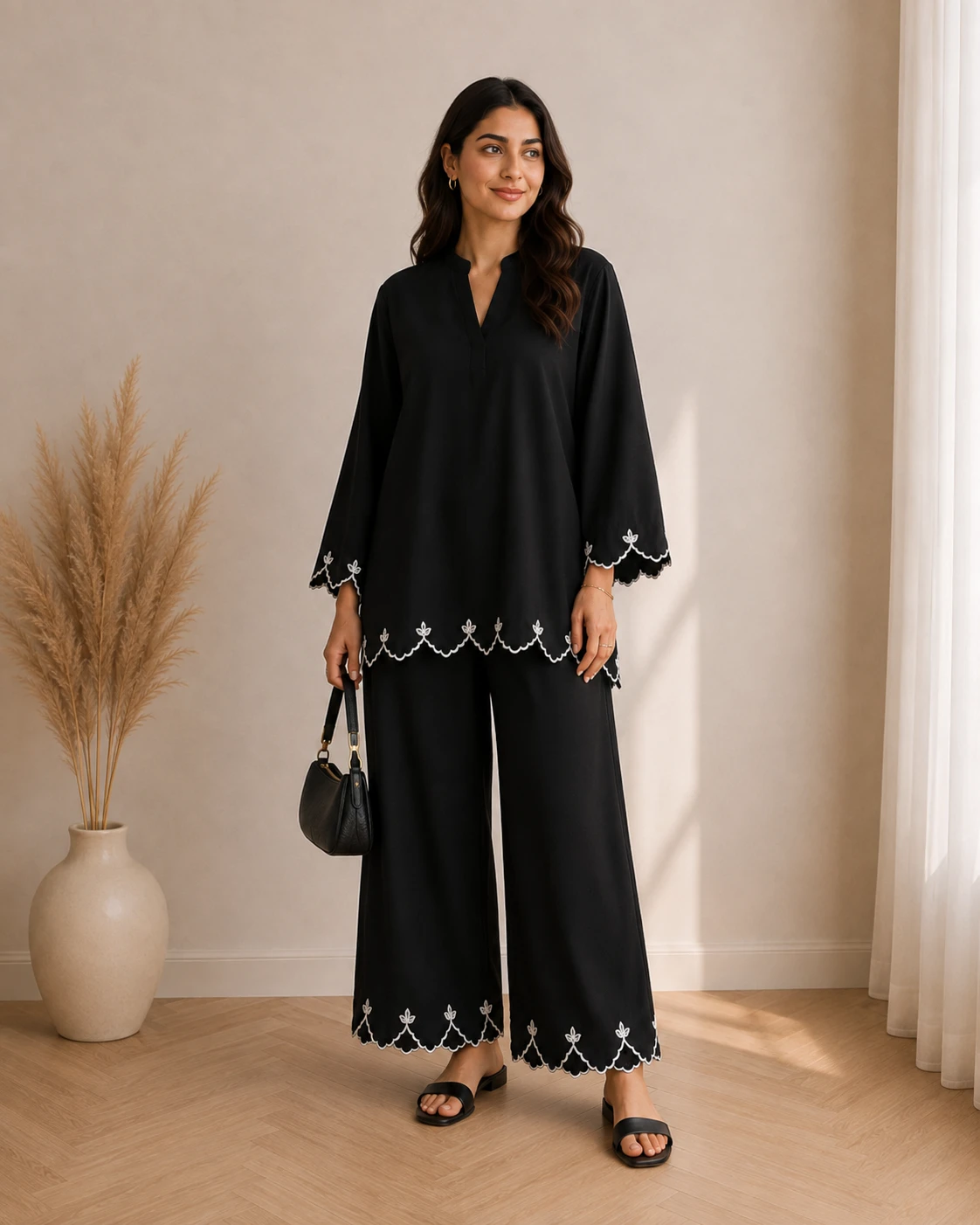 Black Embroidered Corset - Summer Linen image 5