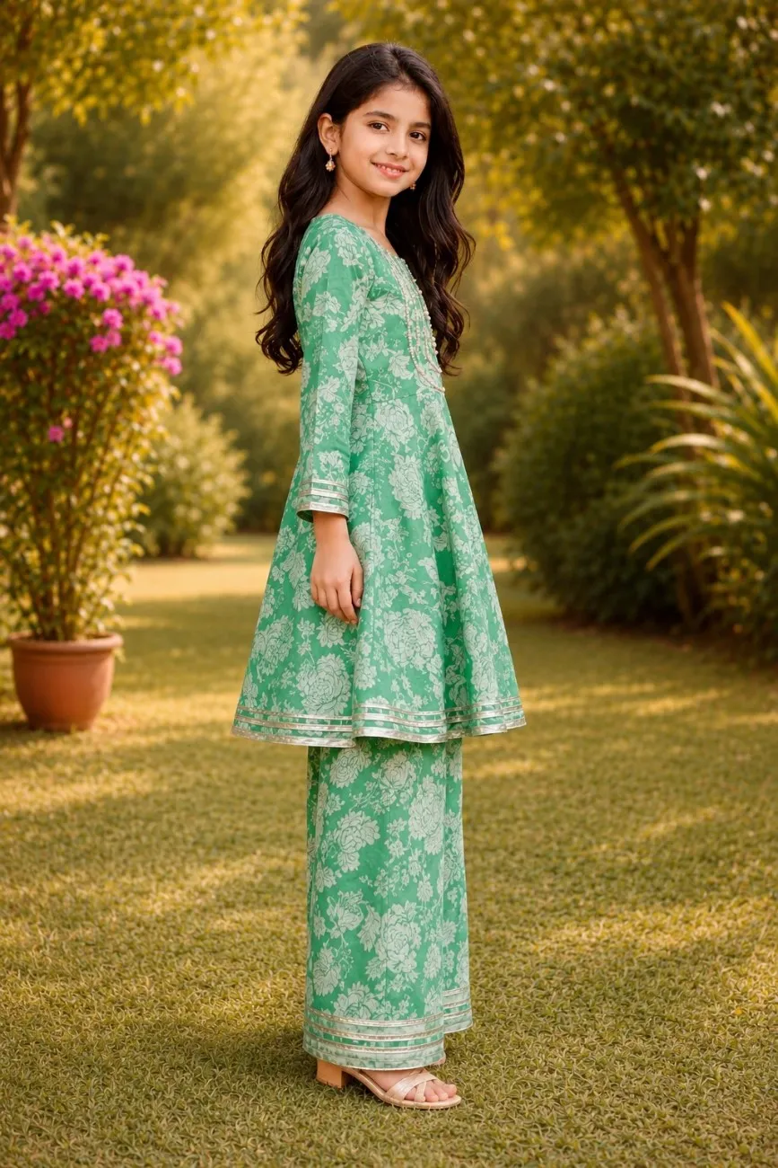 Independence Day Premium Cotton Panelled Frock with Palazzo