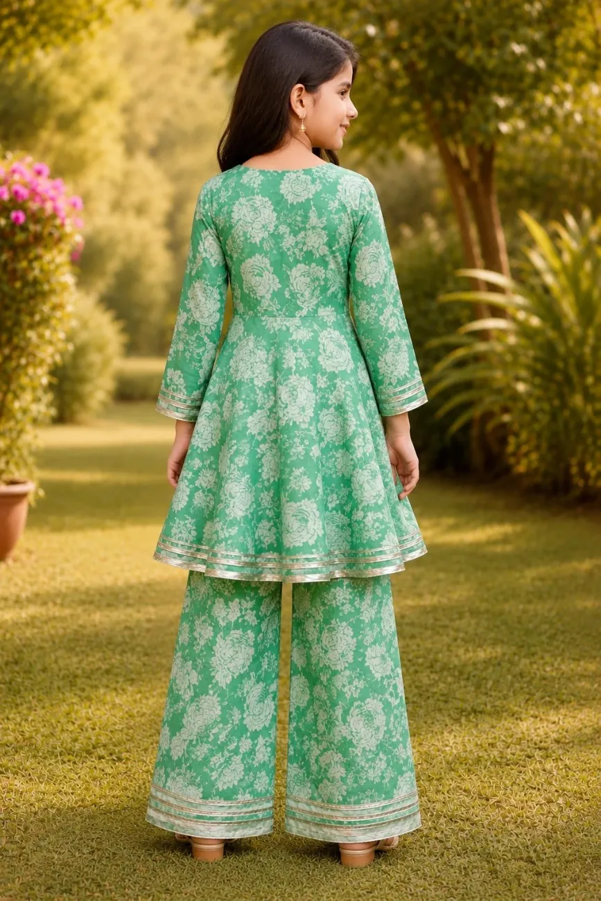 Independence Day Premium Cotton Panelled Frock with Palazzo