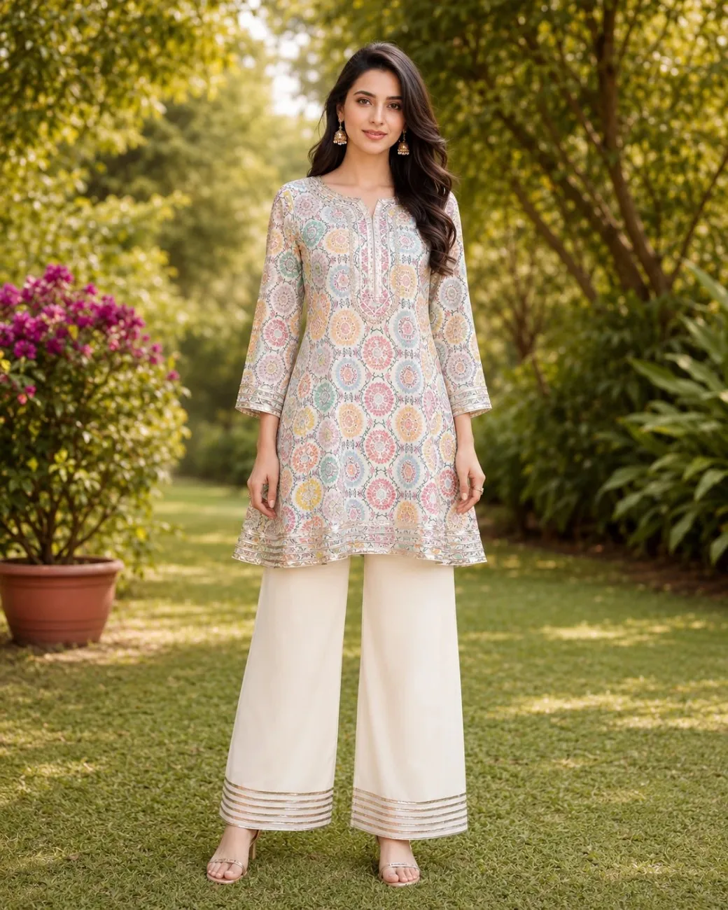 Summer Cotton Chunary Print A-Line Shirt and Shalwar