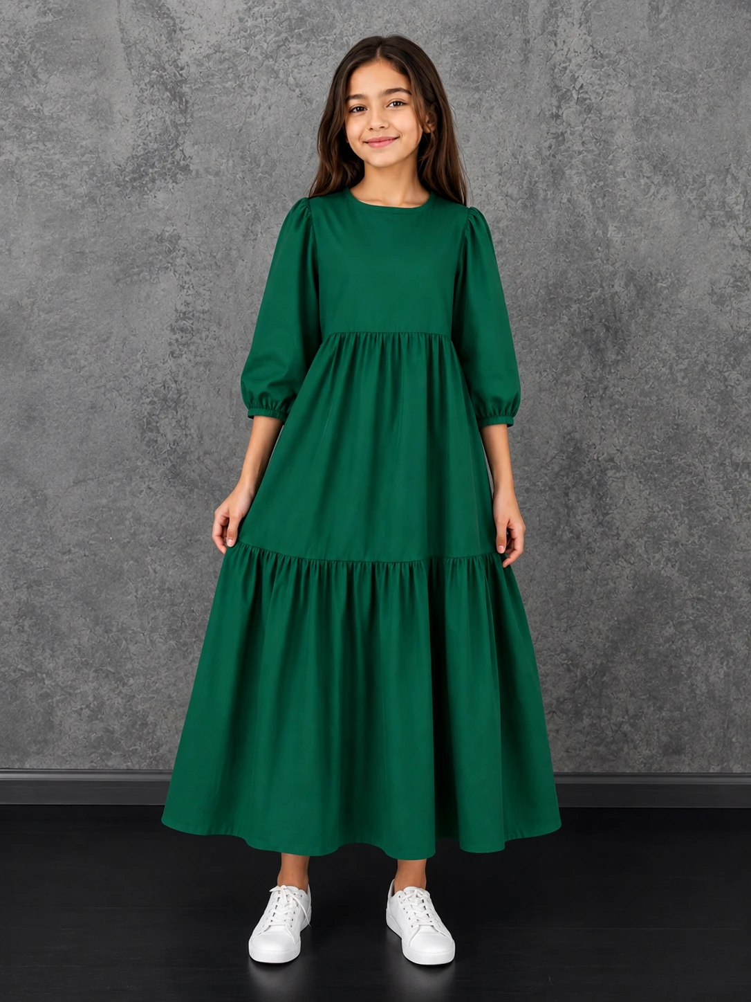 Emerald Green Cotton Frock for Girls