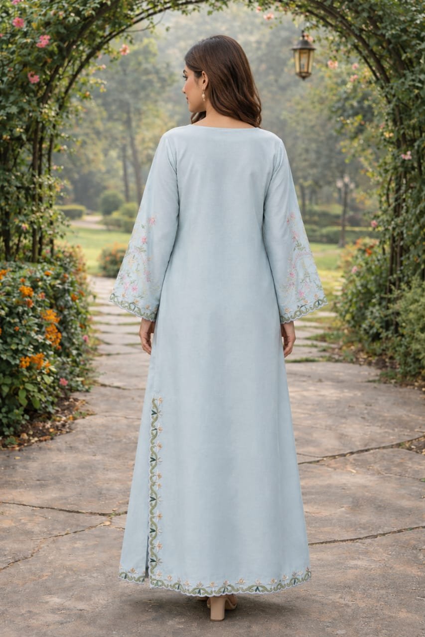 Embroidered Romani Silk Kaftan and Straight Suit