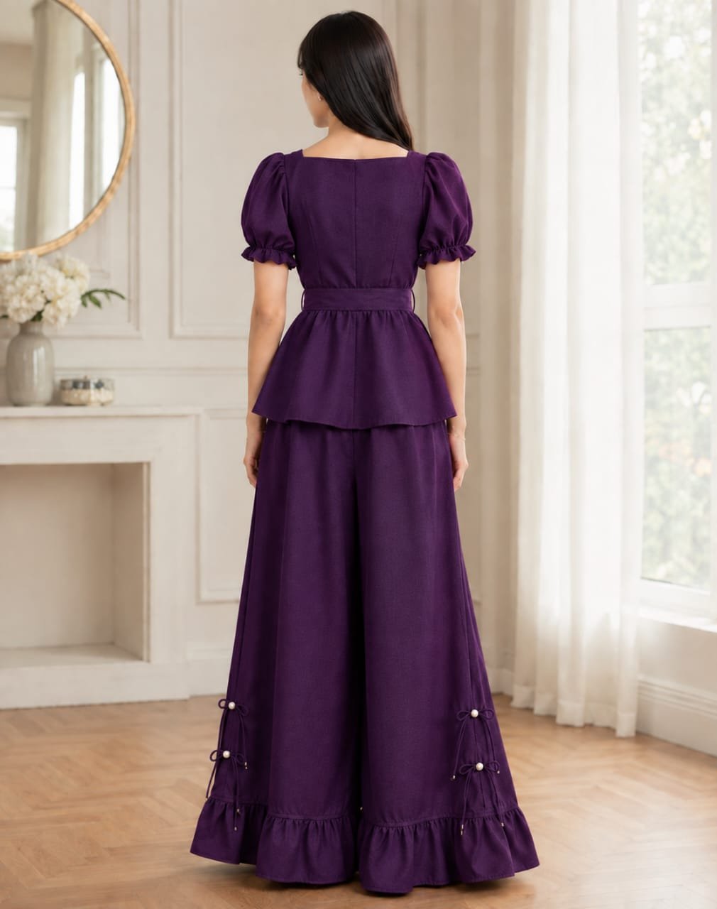 Premium Dull Viscose Silk Peplum Set