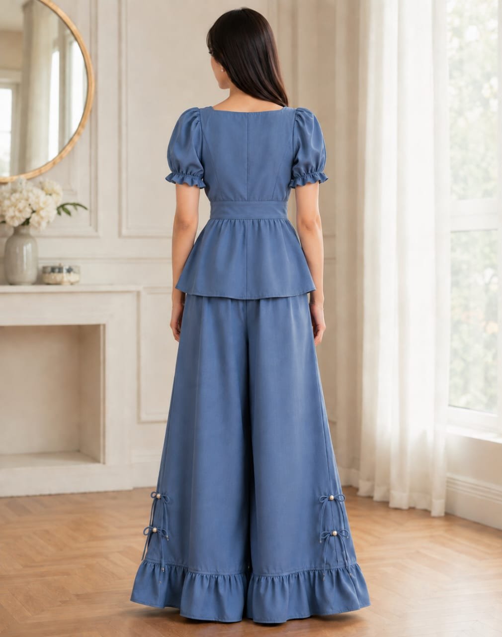 Premium Dull Viscose Silk Peplum Set