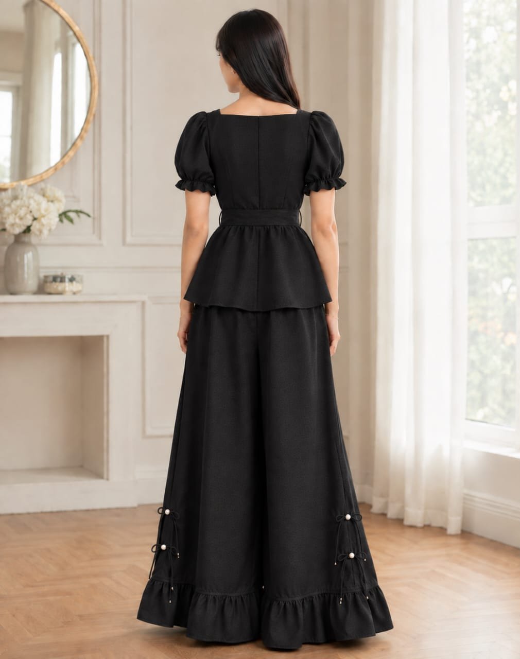 Premium Dull Viscose Silk Peplum Set