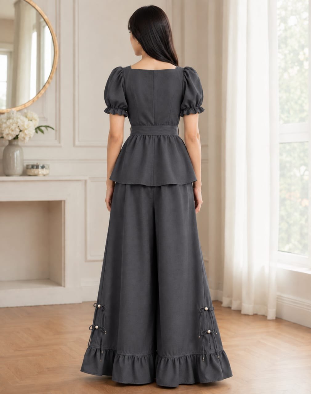 Premium Dull Viscose Silk Peplum Set