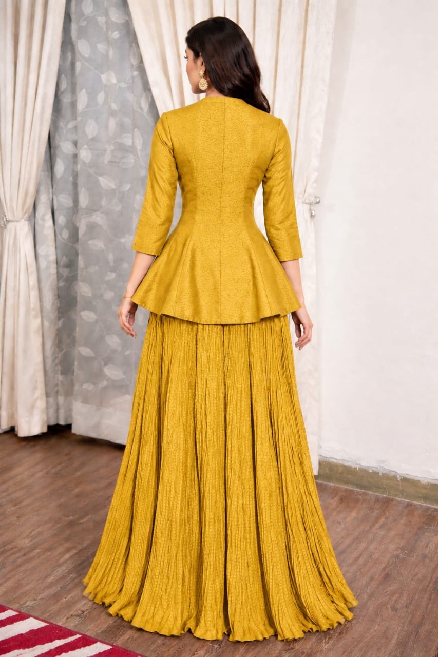 Trendy Peplum and Crushed Silk Skirt Set