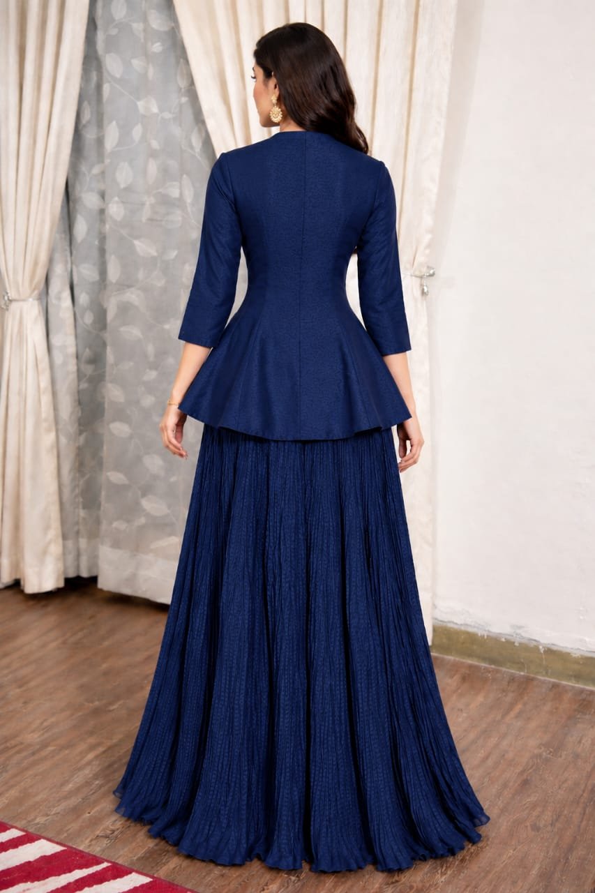 Trendy Peplum and Crushed Silk Skirt Set