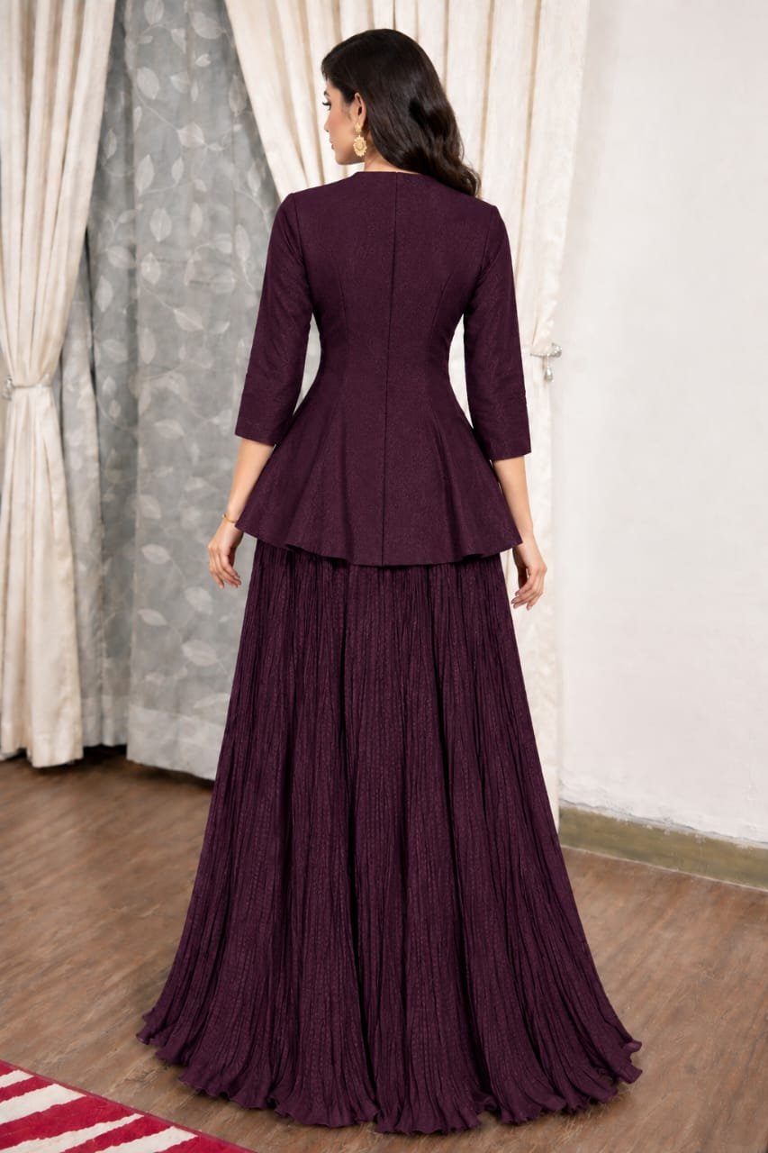 Trendy Peplum and Crushed Silk Skirt Set