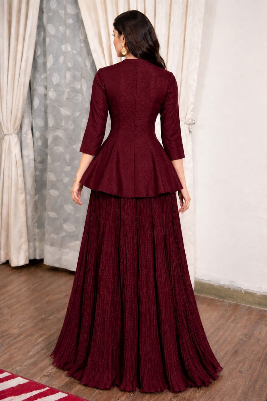Trendy Peplum and Crushed Silk Skirt Set
