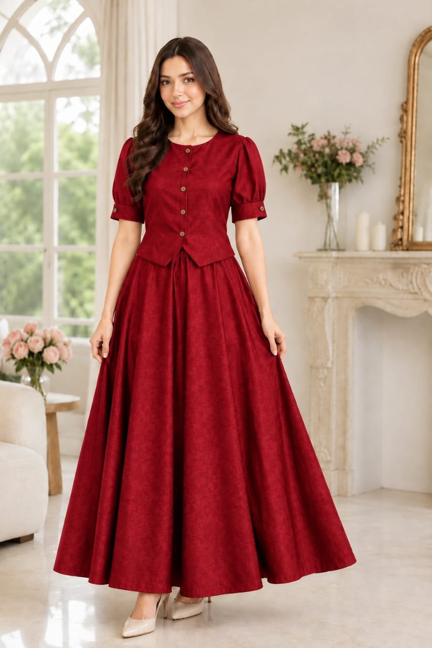 Imported Korean Silk Texture Top and Skirt Set