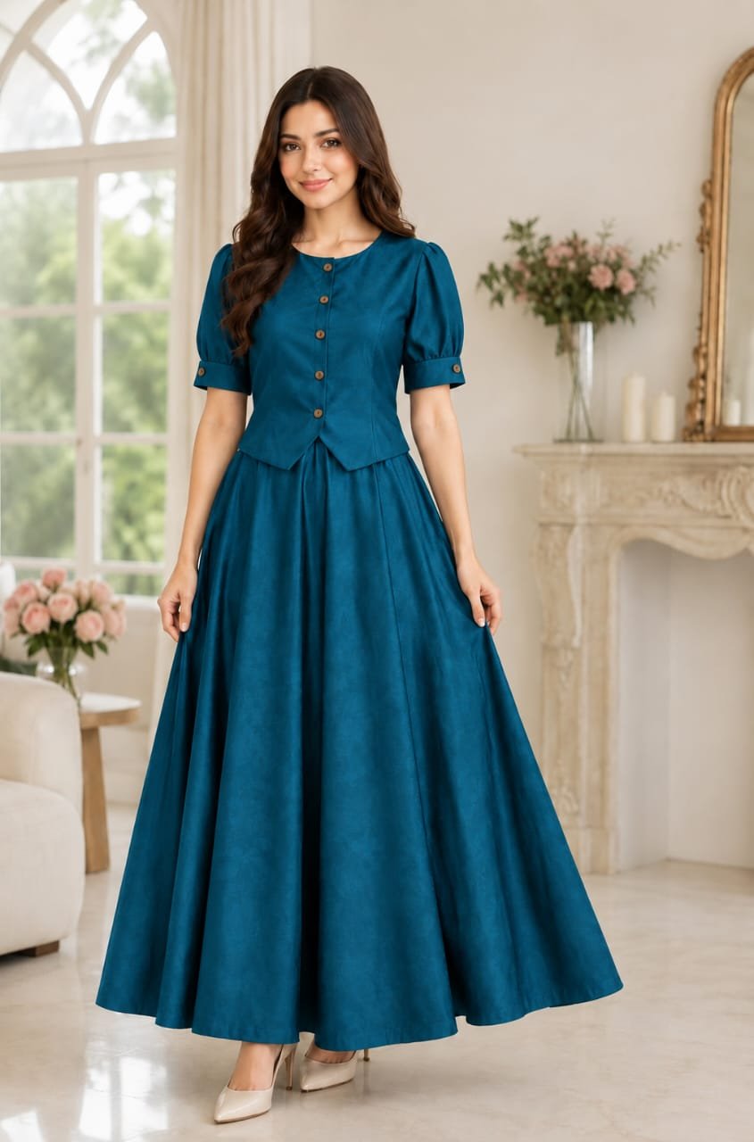 Imported Korean Silk Texture Top and Skirt Set