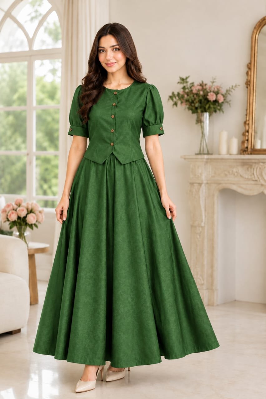 Imported Korean Silk Texture Top and Skirt Set