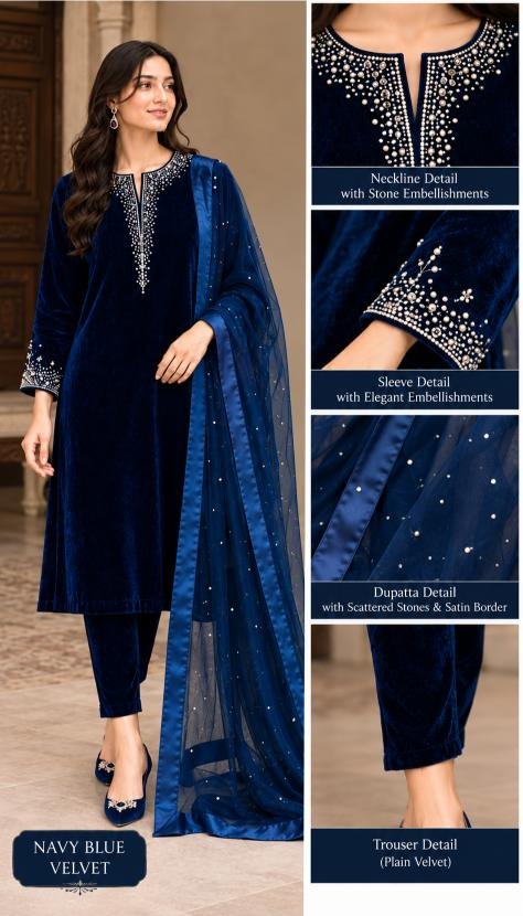 Stone-Embellished Velvet Three-Piece Suit