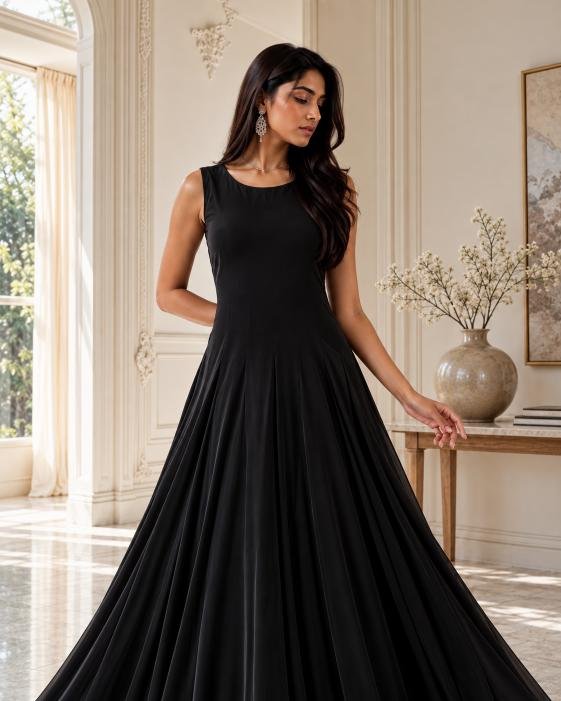 Full-Length Silk Maxi with Cropped Korean Raw Silk Blazer