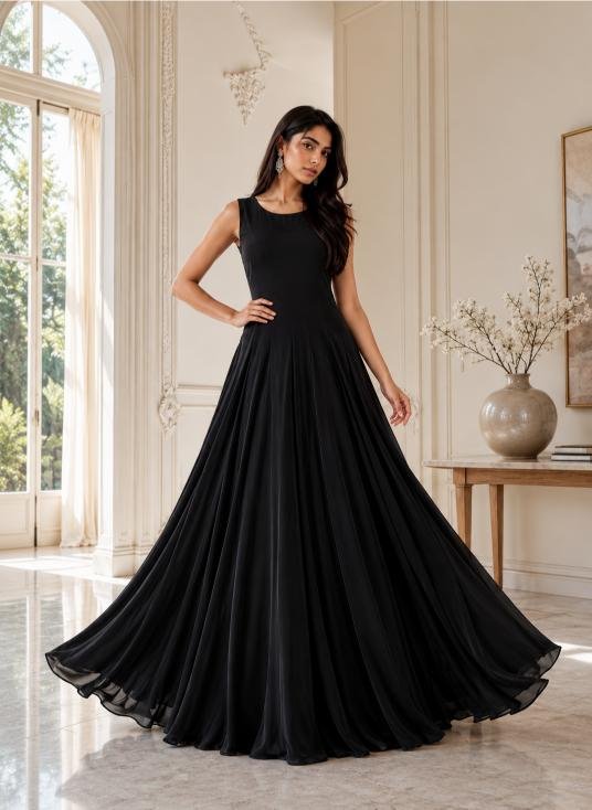 Full-Length Silk Maxi with Cropped Korean Raw Silk Blazer