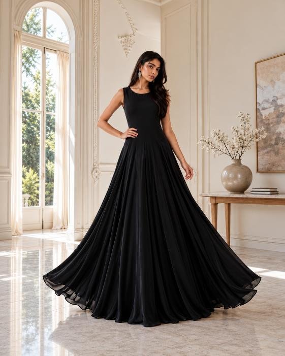 Full-Length Silk Maxi with Cropped Korean Raw Silk Blazer