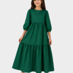 Emerald Green Cotton Frock for Girls