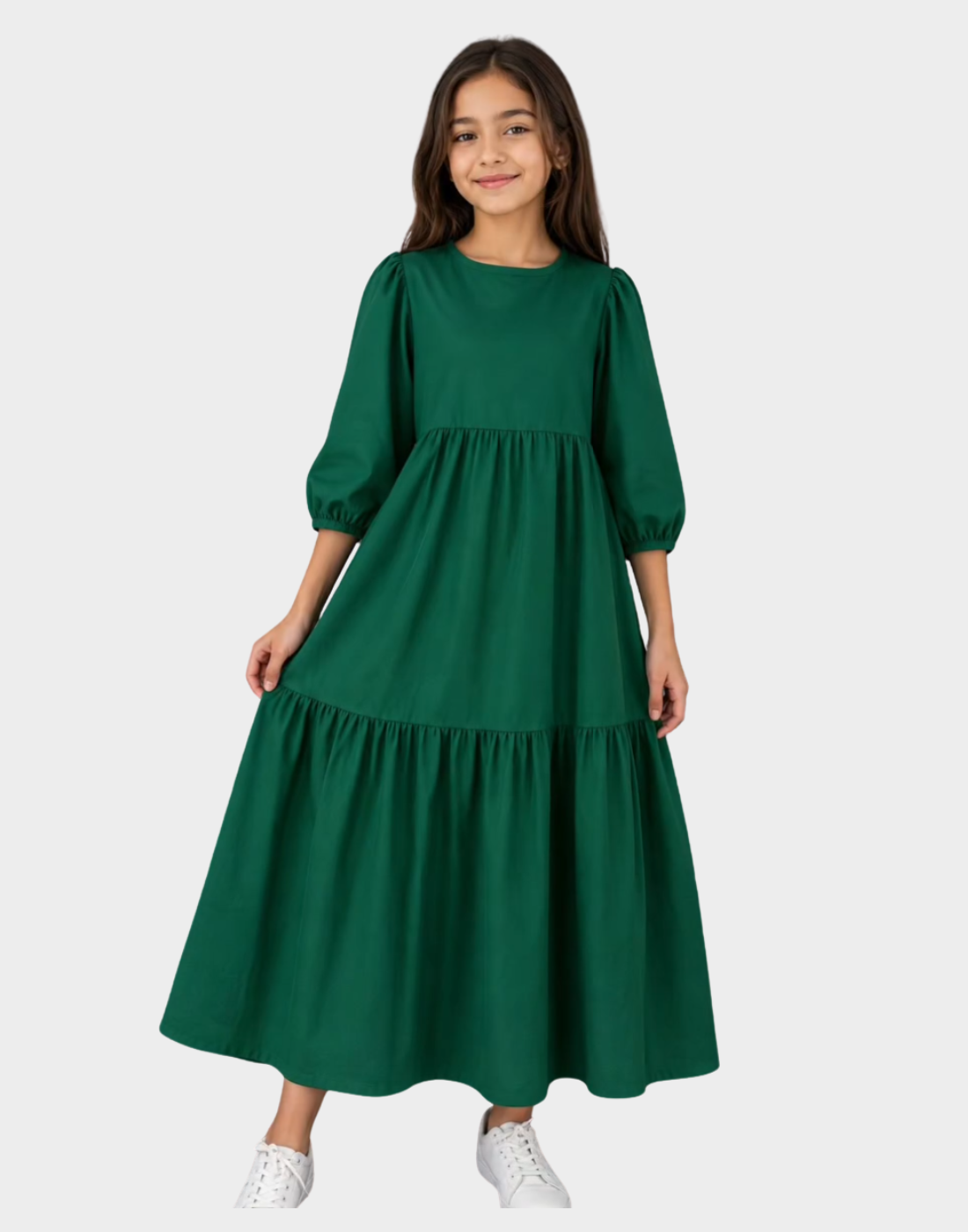 Emerald Green Cotton Frock for Girls