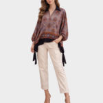 Printed silk kaftan top