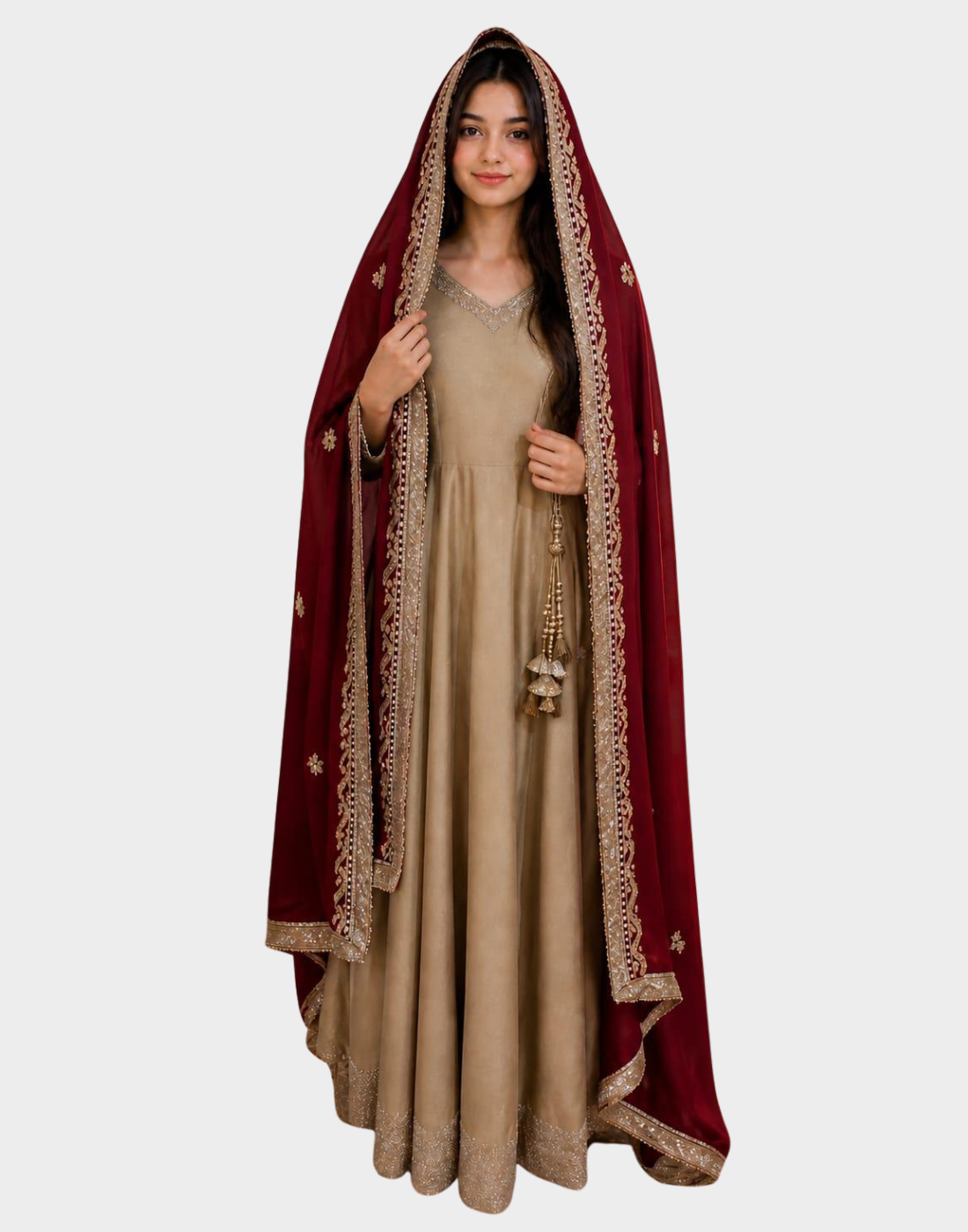 Party wear Anarkali Angrakha style panels frock.