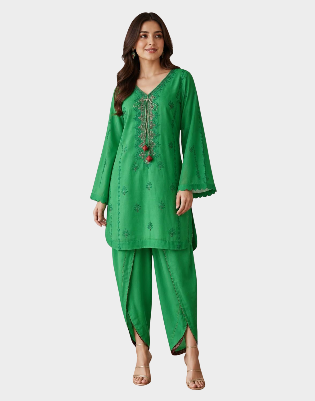 Soft summer lawn 2pc,with embroidered shirt with tulip shalwar.