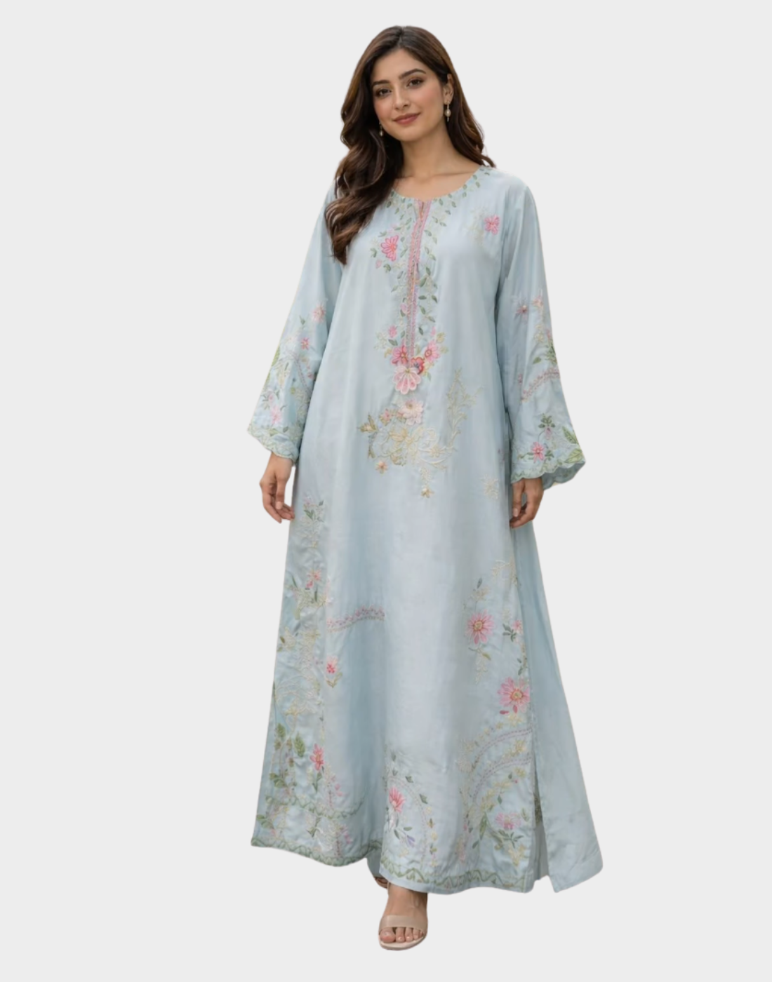 One embroidery design, two graceful look_a dreamy kaftan flow,and a classic...