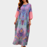 Premium quality digital print silk long kaftan