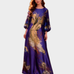 Premium quality digital print silk long kaftan