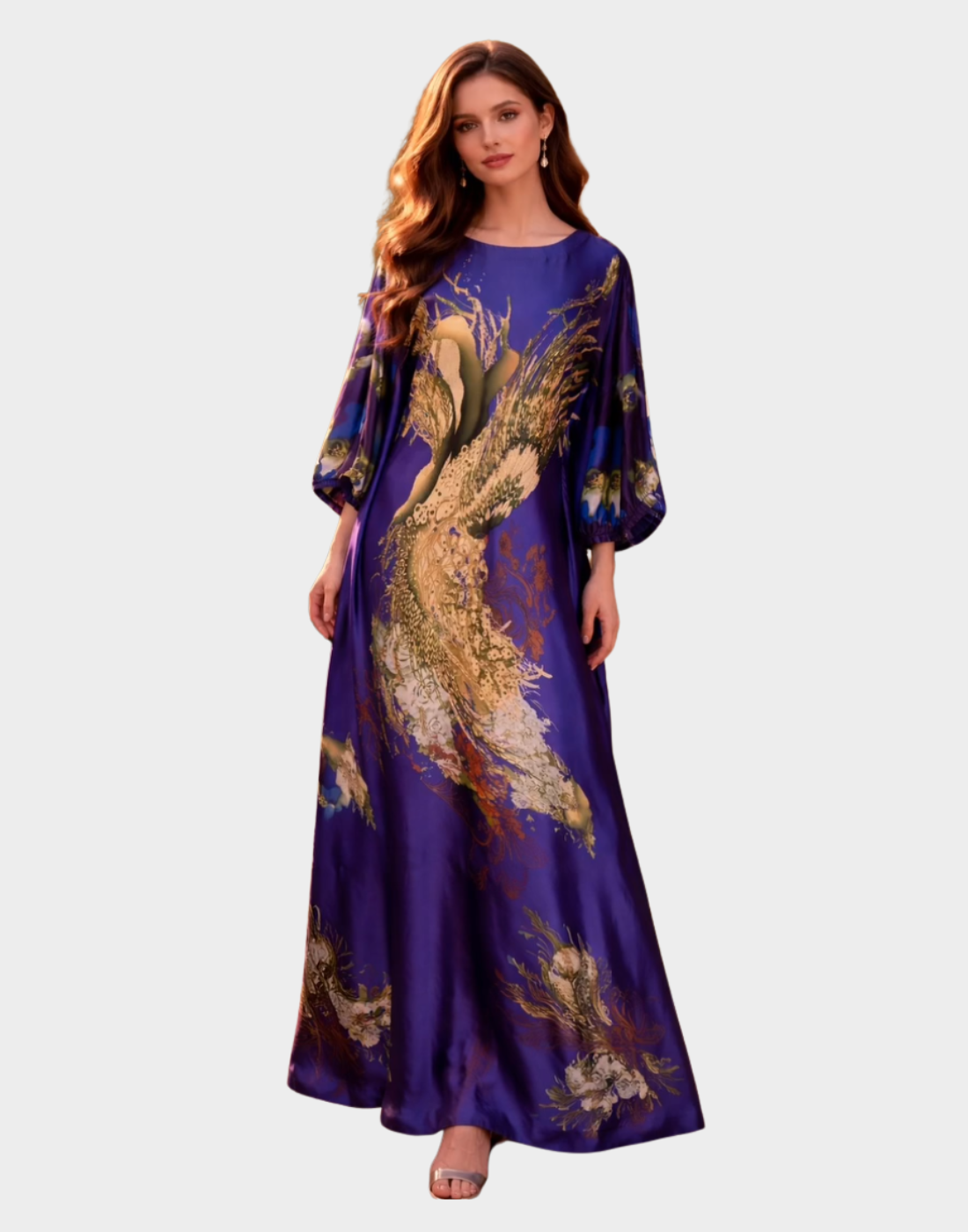 Premium quality digital print silk long kaftan